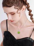 wholesale 925 Sterling Silver Green Softball Heart Crossed Bats Cz Halo Pendant Necklace-0-2