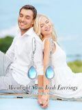 wholesale 925 Sterling Silver Moonstone Drop Earrings Platinum Plated Teardrop Celtic Knot Lever Back-0-5