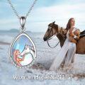 wholesale Sterling Silver Stone Horse Pendant Necklace for Women Horse Gift-0-20