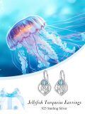 wholesale 925 Sterling Silver Turquoise Jellyfish Drop Earrings-0-5