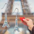 wholesale 925 Sterling Silver Abalone Inlay Parisian Eiffel Tower Shape Dangle Drop Earrings for Women Girls  4cm Length-0-4