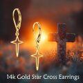 wholesale 14K Gold Star Drop Dangle Leverback Earrings with Diamonds for Women Christian s-0-3