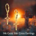 wholesale 14K Gold Star Drop Dangle Leverback Earrings with Diamonds for Women Christian s-0-3