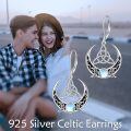 wholesale 925 Sterling Silver Celtic Triquetra Crescent Moon Moonstone Drop Earrings-0-5