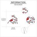 wholesale 925 Sterling Silver Red Cardinal Bird Branch Dangle Drop Hook Earring Set  for Women Girls Mother's Day Birthday Christmas Anniversary Present Idea-0-4