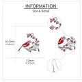 wholesale 925 Sterling Silver Red Cardinal Bird Earrings-0-4