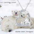 wholesale 925 Sterling Silver Heart-Shaped Mama Bear Pendant Necklace with Cubic Zirconia Stones and Chain for Mother's Day Gift-0-4