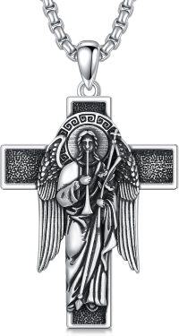 wholesale 925 Sterling Silver Cross Angel Pendant Necklace  Religious Protection Amulet Jewelry for Men-St Gabriel