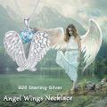 wholesale Birthstone Angel Wings Necklace 925 Sterling Silver Guardian Angel Necklace Pendant Birthstone Jewelry Birthday Christmas Gifts For Women -0-5