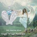 TOUPOP Sterling Silver Birthstone Angel Wings Necklace Pendant Gift-0-5