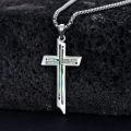 wholesale 925 Sterling Silver Abalone Shell Inlay Cross Pendant Necklace for Women and Men - Religious Christian -0-1