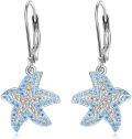wholesale 925 Sterling Silver Cubic Zirconia Starfish Ocean Earrings for Women 12mm Summer Tropical Vacation Jewelry Gift-0-0