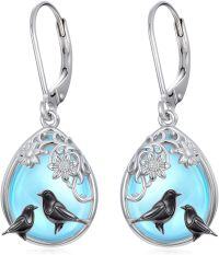 wholesale 925 Sterling Silver Blue Agate Birds Teardrop Dangle Earrings-Style 7
