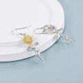 wholesale 925 Sterling Silver Sunflower Faith Cross Drop Earrings with Cubic Zirconia Gift for Women-0-2
