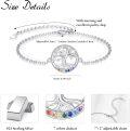 wholesale 925 Sterling Silver Rainbow 7 Chakra Stones Tree Of Life Bracelet For Women - Adjustable Spiritual s-0-3