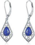 wholesale Filigree Bohemian Earrings 925 Sterling Silver Teardrop Gemstone Dangle Drop Earrings Fine Jewelry Birthday Christmas Gifts For Women -0-0