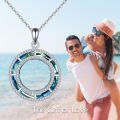 wholesale 925 Sterling Silver Blue Round Pendant Necklace-0-5