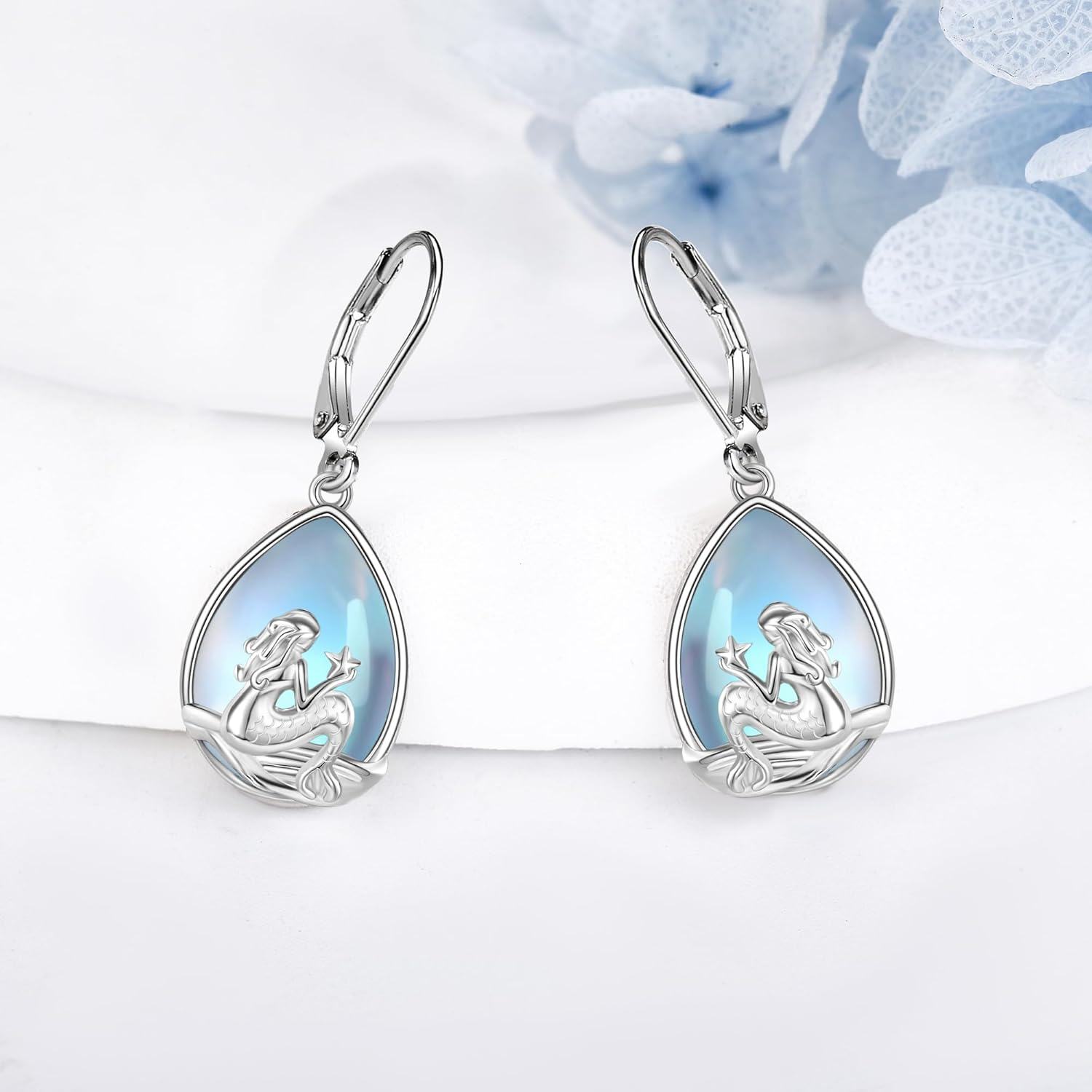 Sterling Silver Mermaid Dangle Earrings Jewelry Gifts for Women-0-2
