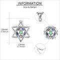 wholesale 925 Sterling Silver Star of David with Rainbow Football Pendant Necklace for Men & Women-0-2
