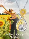 TOUPOP Sterling Silver Sunflower Rose Ladybug Pendant Infinity Necklace-0-5