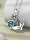 TOUPOP Sterling Silver Abalone Shell Bat Cat Snail Ghost Pendant Necklace-0-5