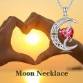 TOUPOP Sterling Silver Ruby Moon Star Pendant Necklace-0-2