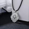 wholesale 925 Sterling Silver Norse Wolf Head Pendant - Viking  for Men & Women-0-1