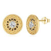 wholesale 925 Sterling Silver Round Celtic Knot & Runes Stud Earrings Norse s for Men and Women-Gold