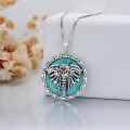 wholesale 925 Sterling Silver Natural Turquoise Elephant Pendant Necklace-0-3