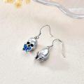 wholesale 925 Sterling Silver Blue Butterfly Skull Drop Earrings-0-2