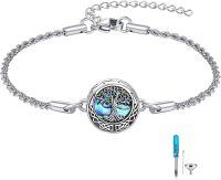 wholesale Sterling Silver Abalone Shell Urn Bracelet for Ashes Cremation Keepsake Pendant Locket for Women Men-tree of life