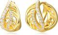wholesale Gold-plated 925 Sterling Silver Hoop Earrings with Cubic Zirconia and Twist Design for Women-0-0