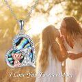 wholesale 925 Sterling Silver Abalone Shell Heart Pendant with Origami Pigs and I Love You Forever Inscription - Gift for Her-0-5