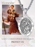 wholesale 925 Sterling Silver St Christopher Medal Necklace with 3 mm Chain - Religious Gift for Men Women Boys Girls-0-1