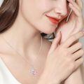 wholesale 925 Sterling Silver Axolotl Crescent Moon Pendant Necklace Pink Enamel Crystal Charm-0-4