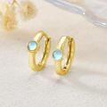 wholesale Gold 925 Sterling Silver Blue Moonstone Hoop Earrings for Women and Girls-0-3