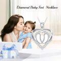 wholesale 925 Sterling Silver Footprint Heart Pendant Necklace-0-4