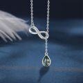 wholesale 925 Sterling Silver Green Moss Agate CZ Infinity Drop Pendant Necklace-0-3