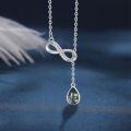 wholesale 925 Sterling Silver Green Moss Agate CZ Infinity Drop Pendant Necklace-0-3