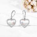 wholesale 925 Sterling Silver Heart-Shaped Dachshund Drop Earrings - Gifts for Dog Lovers-0-4