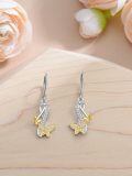 TOUPOP Silver Butterfly Earrings with Stones-0-4