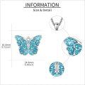 wholesale 925 Sterling Silver Blue Turquoise Butterfly Pendant Necklace s for Women Girls-0-4