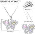 wholesale 925 Sterling Silver Multicolor Crystal Butterfly Pendant Necklace - Elegant Charm for Women-0-5