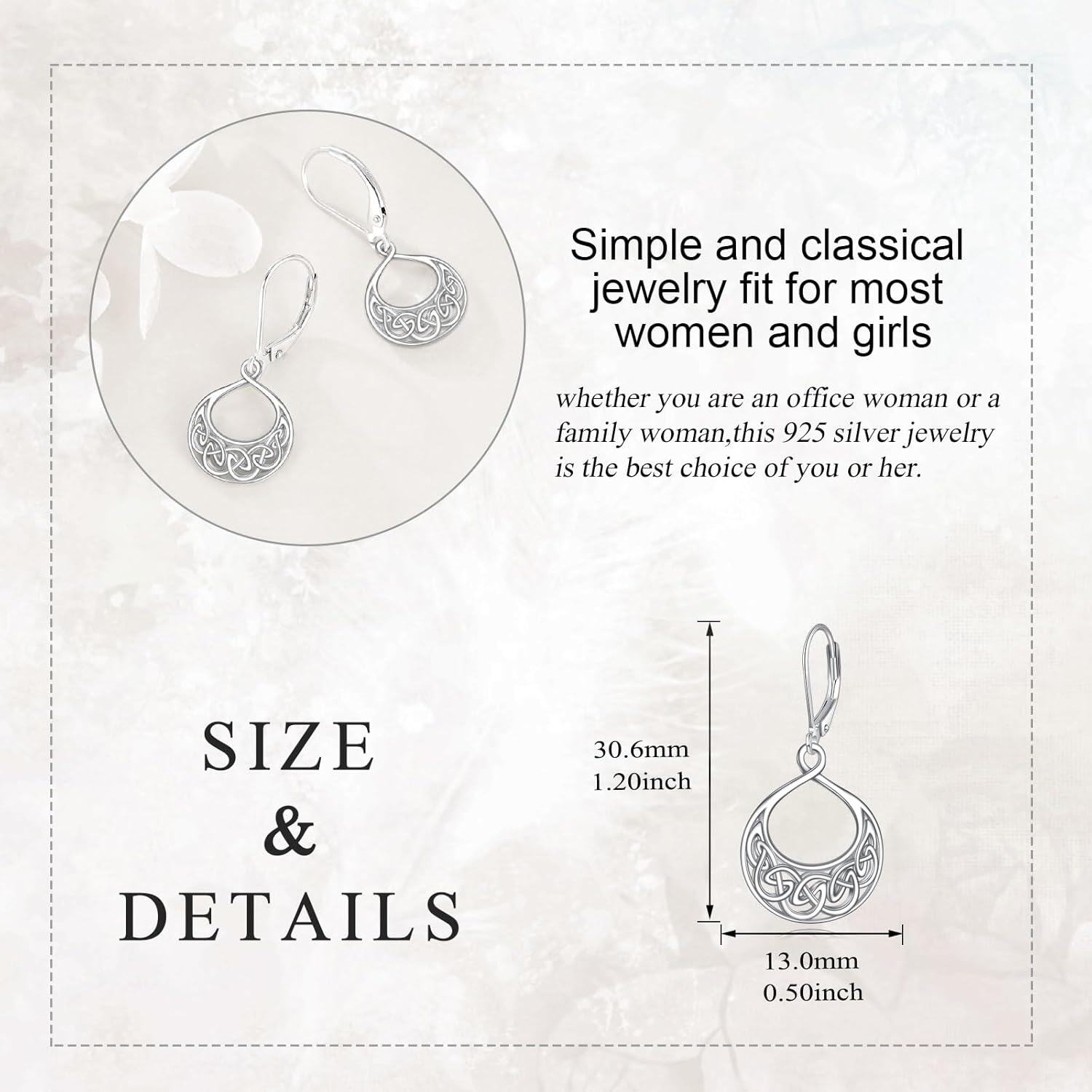 wholesale 925 Sterling Silver Celtic Knot Teardrop Dangle Earrings - Irish  for Women-0-4