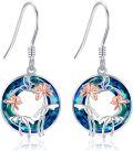 wholesale 925 Sterling Silver Blue Crystal Butterfly & Flower Drop Earrings for Women-0-0