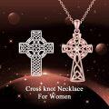 wholesale Gold 925 Sterling Silver Natural Cubic Zirconia Celtic Cross Irish Knot Pendant Necklace-0-10