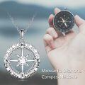 wholesale Gold 925 Sterling Silver Moissanite Compass Pendant Necklace with I'd be lost without you Engraving for Women-0-1