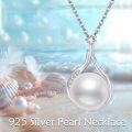 wholesale 925 Sterling Silver Pearl and Cubic Zirconia Accent Pendant Necklace for Women-0-1