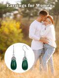 wholesale 925 Sterling Silver Hypoallergenic Jade Earrings 21mm for Women-0-4