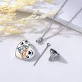 wholesale 925 Sterling Silver Heart Shaped Pet Memorial Keepsake Pendant with Dog and Human Figurine Design - 3D Engraved Paw Prints & Funnel Included-0-3